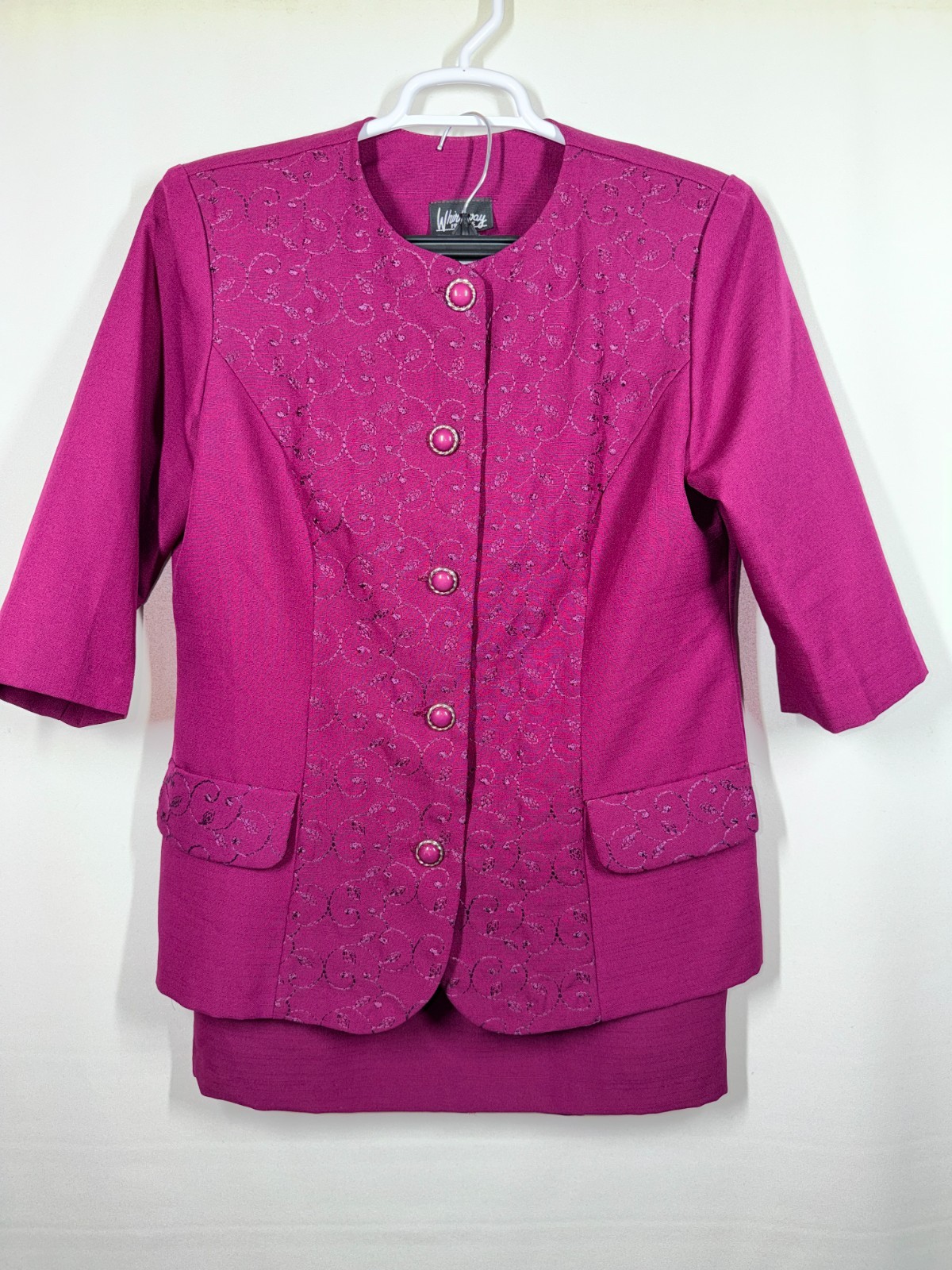 Whirlaway Frocks Womens Size 12 Pink Skirt Suit Two Piece Blazer & Skirt 80’s