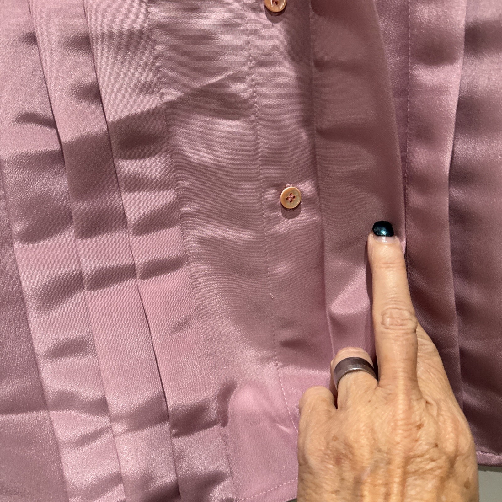 Personal Women’s VTG Pink Pleated Button-Up Long Sleeve Top Sz10 secretary retro