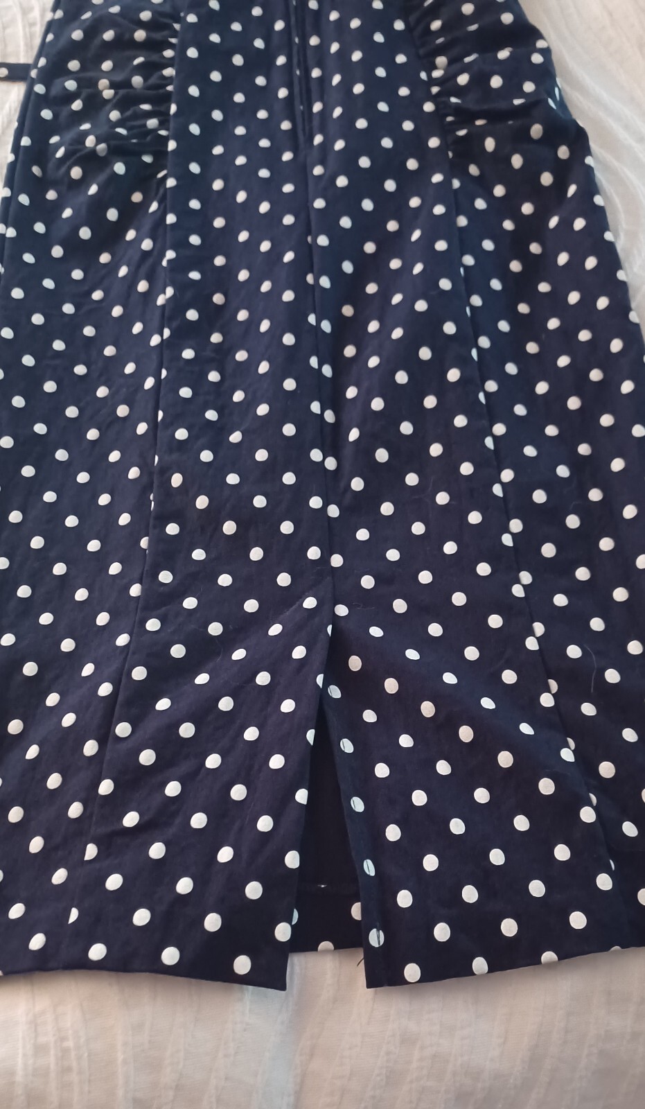 Vintage Navy and White Polka Dot dress made in USA