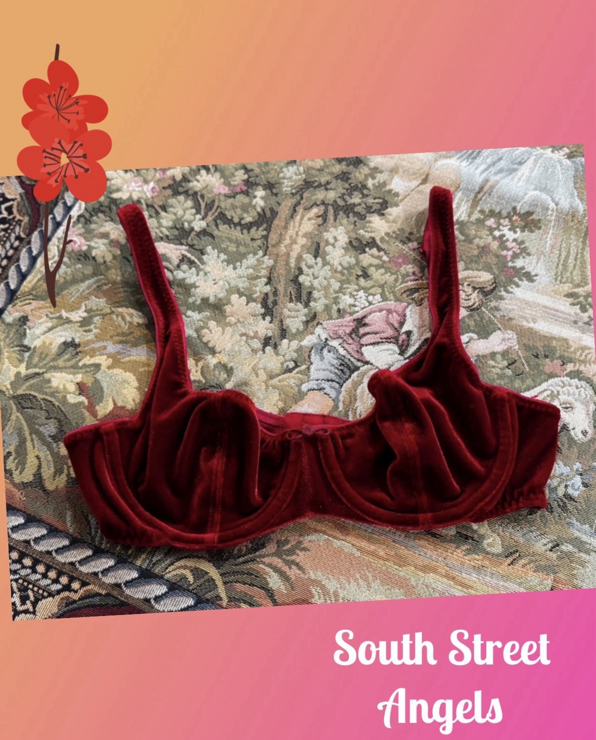 VINTAGE VICTORIA’S SECRET ~DARK RED VELVET DEMI UNDERWIRE BRA ~ SIZE 34B