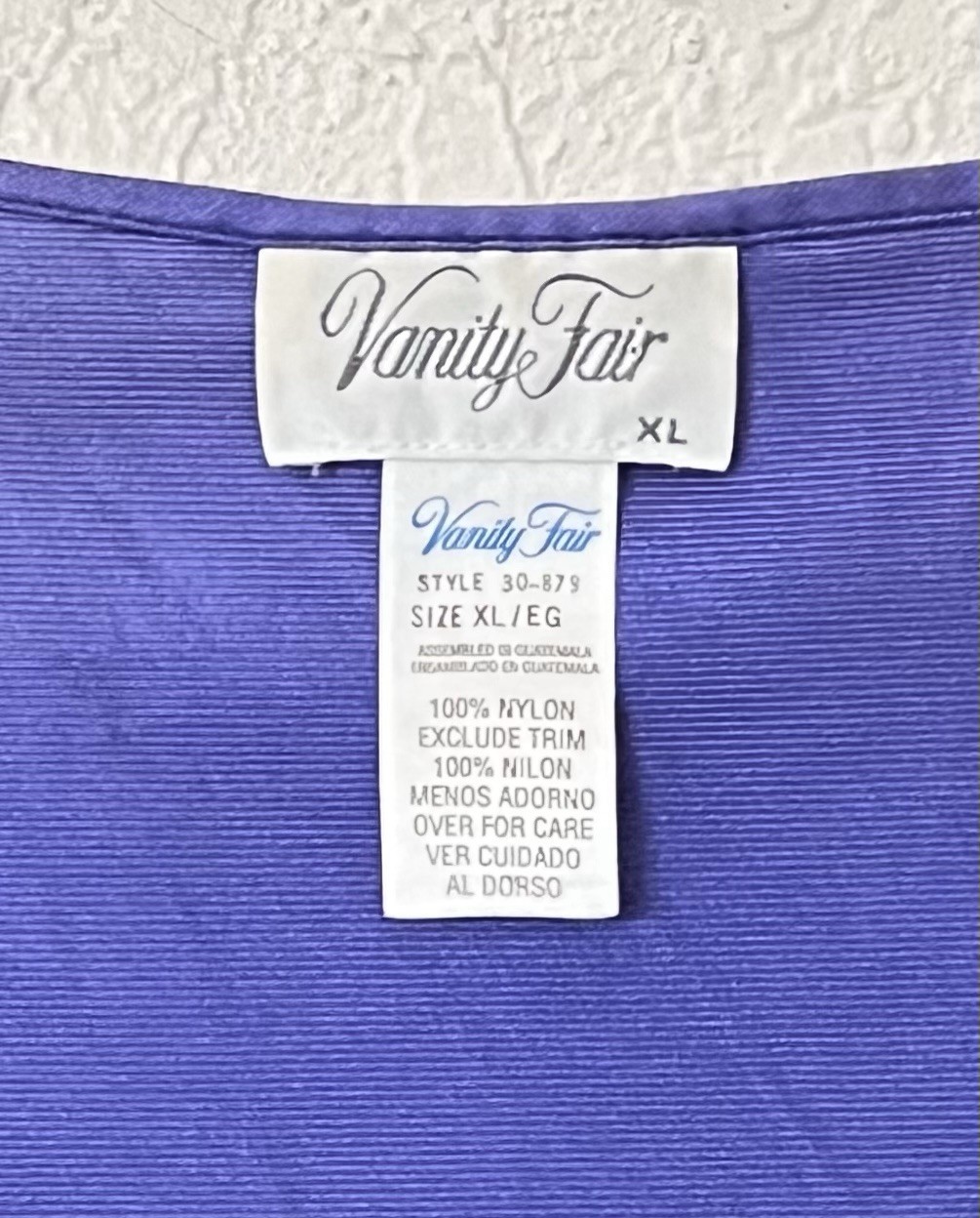 Vanity Fair Size XL Sleeveless Nightgown Blue Nylon Lace Trim Silky 30-879