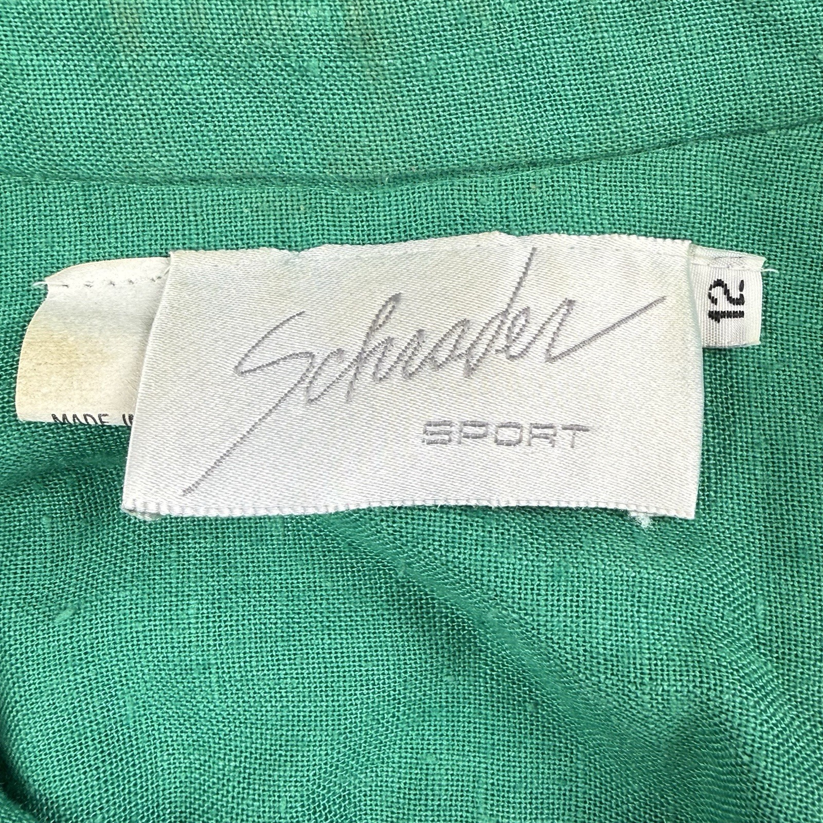 VTG 70s Schrader Sport Green Shirtwaist Dress ILGWU Union Made Pleated Sz 12