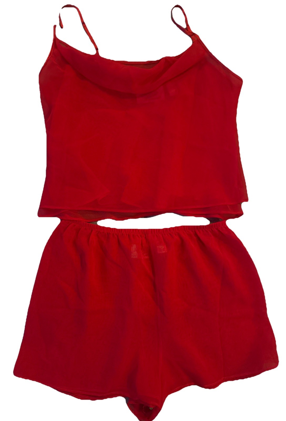 VTG 90s Marilyn Monroe By Warners Red Semi Sheer Lingerie Shorts Tank Cami Sz M