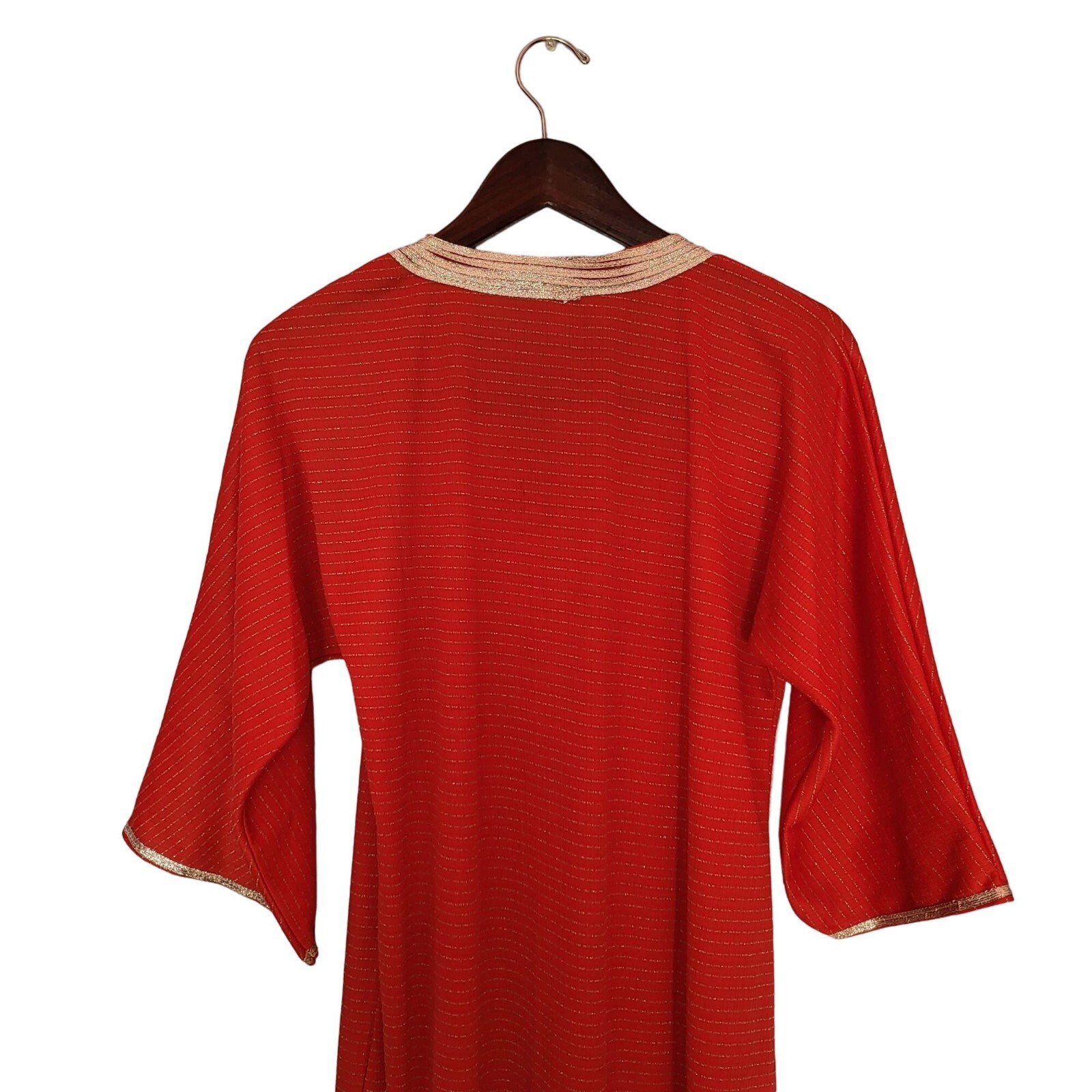80s Moroccan Caftan Vintage Red Viscose Kaftan House Dress