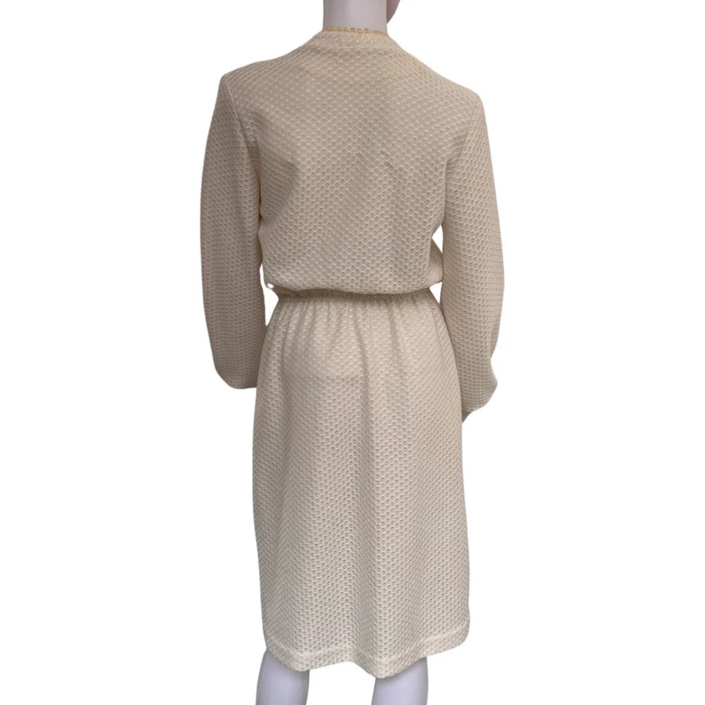 Vintage 70s Handmade Eyelet Wrap Dress Off White Boho Women’s M