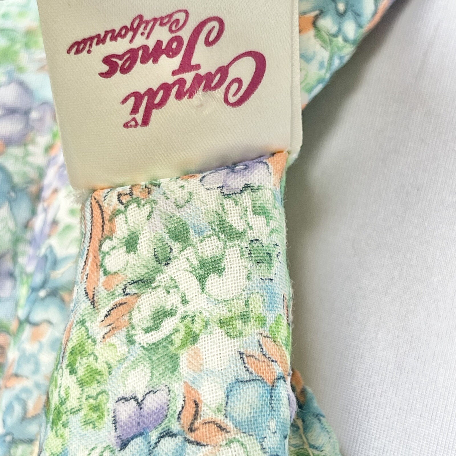 Vtg CANDI JONES CALIFORNIA Prairie Cottagecore Dress Floral Flutter Tie-back S