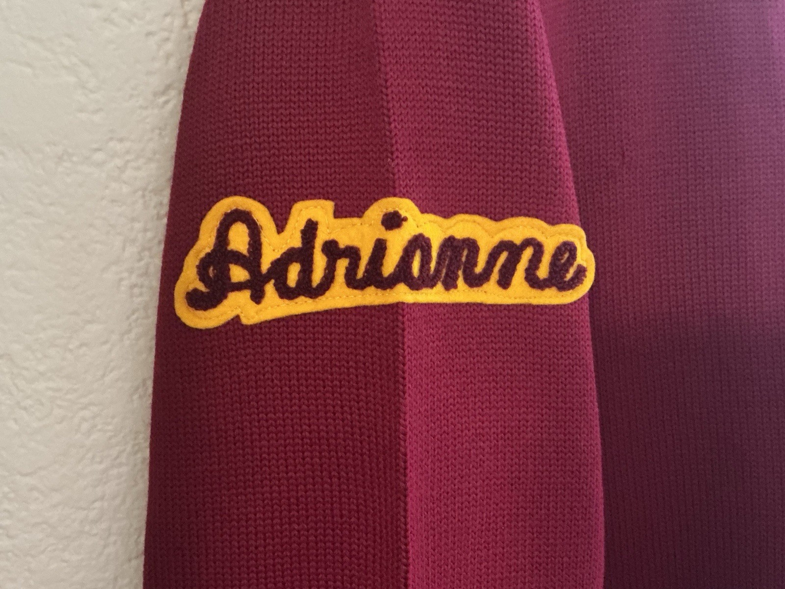 VTG Woman’s Letterman /Cheerleader Sweater Heavy Wool Knit Maroon/Gold 1964
