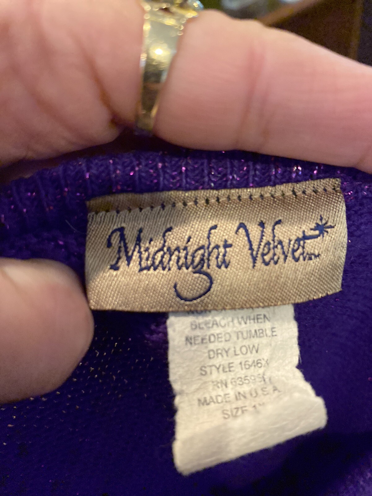 VINTAGE 1970’s PURPLE SPARKLE PULLOVER TUNIC Plus Size 1X