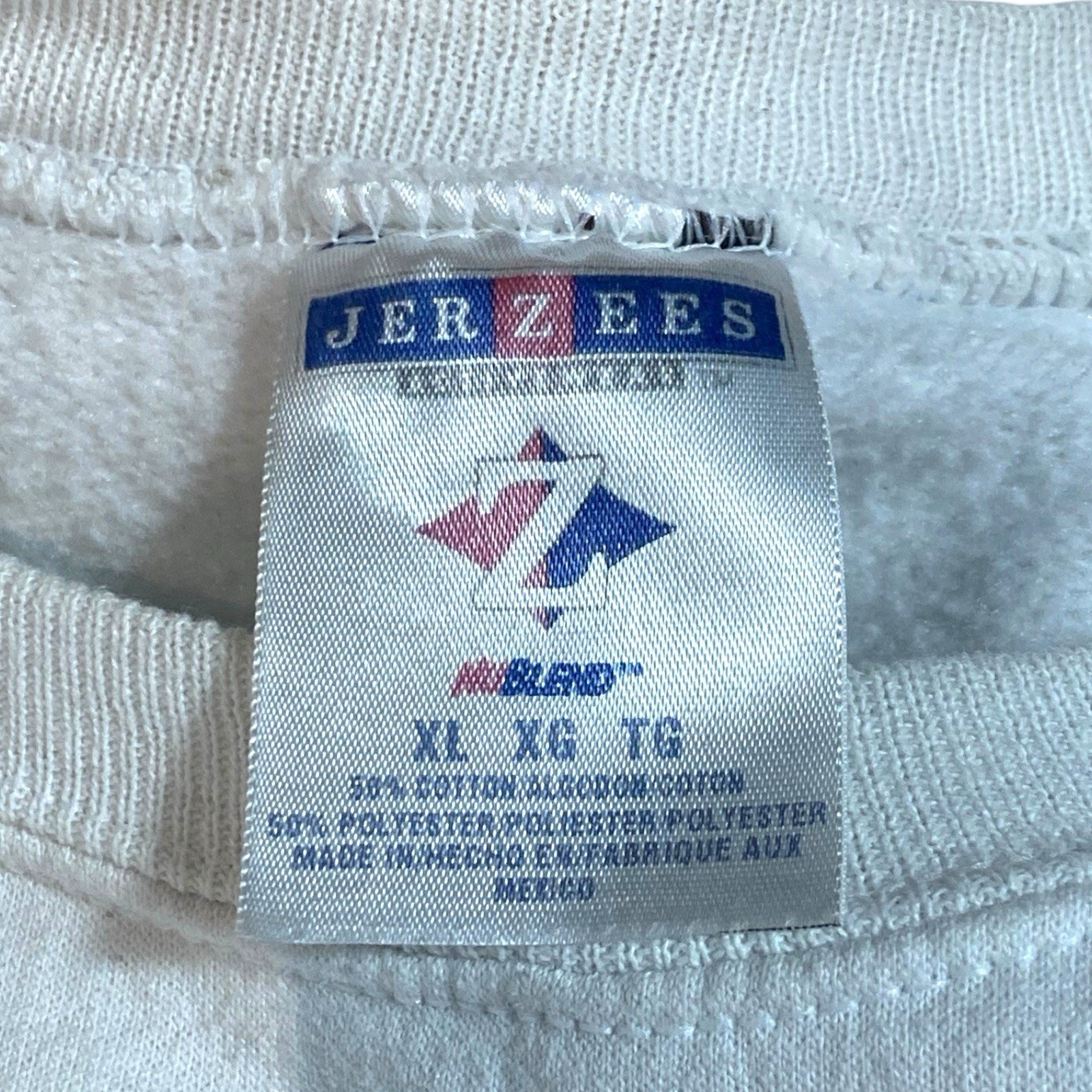 Jerzees Sweatshirt Womens Adult XL White 90s Handmade Grannycore Quilt VTG