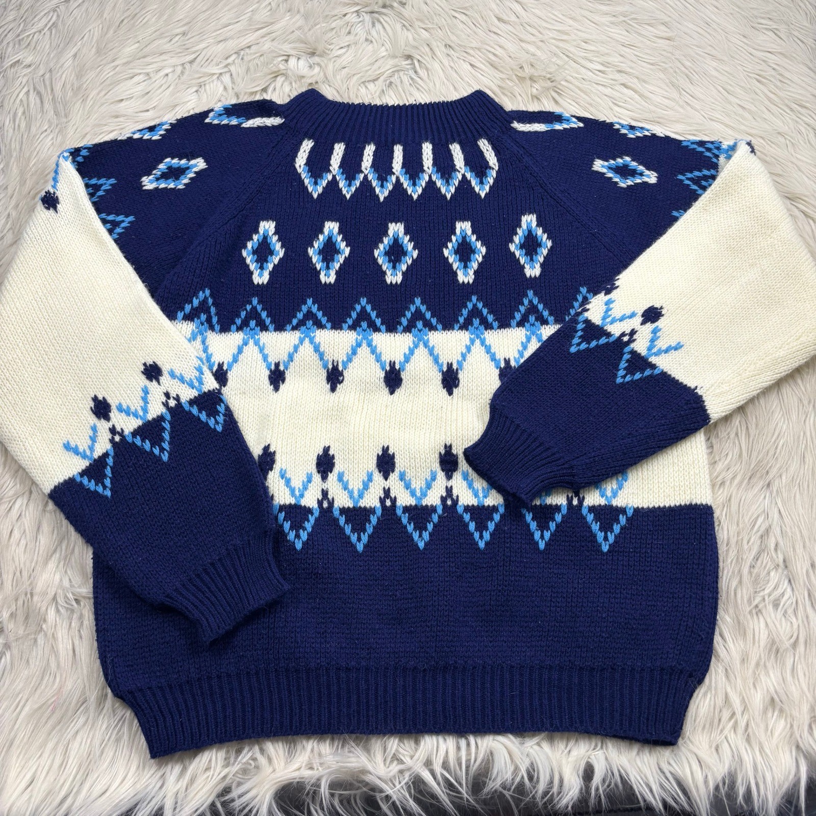 Vintage Fashion Sportswear Women’s M Fair Isle Stripe Sweater Skiing Winter