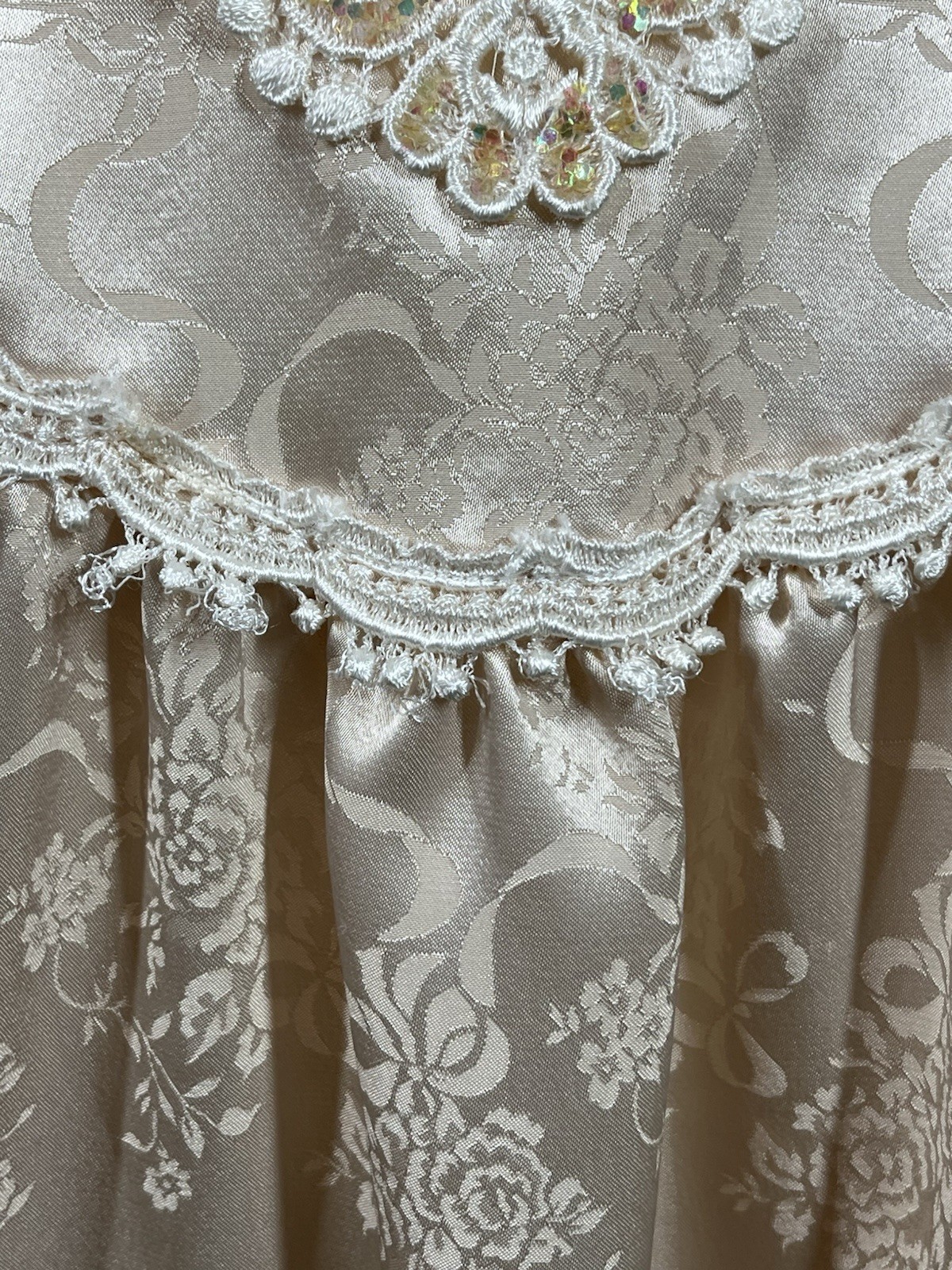 Vintage Scott McClintock Victorian Brocade Dress Peach Glitter Cottage Core Sz 4