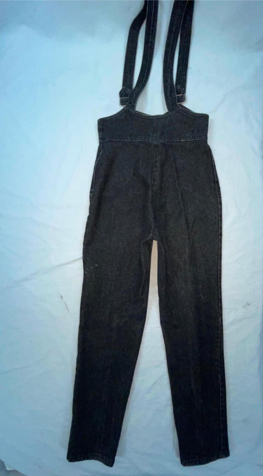 VTG 80S 90S WOMENS S BLACK FREDERICKS OF HOLLYWOOD STONE WASHED DENIM OVERALLS