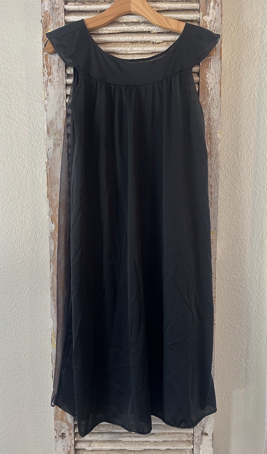 A7 Vintage Tall Fashions Of California Nylon Black Nightgown- 2 Piece Set! Sz S