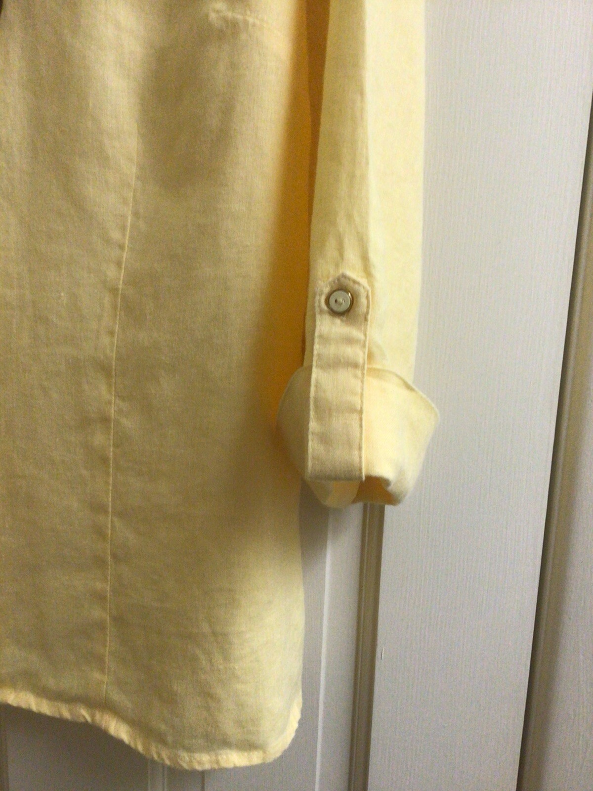 JM Collection Womans Plus 18W Blouse Yellow 3/4 Sleeve Detach Necklace Vintage