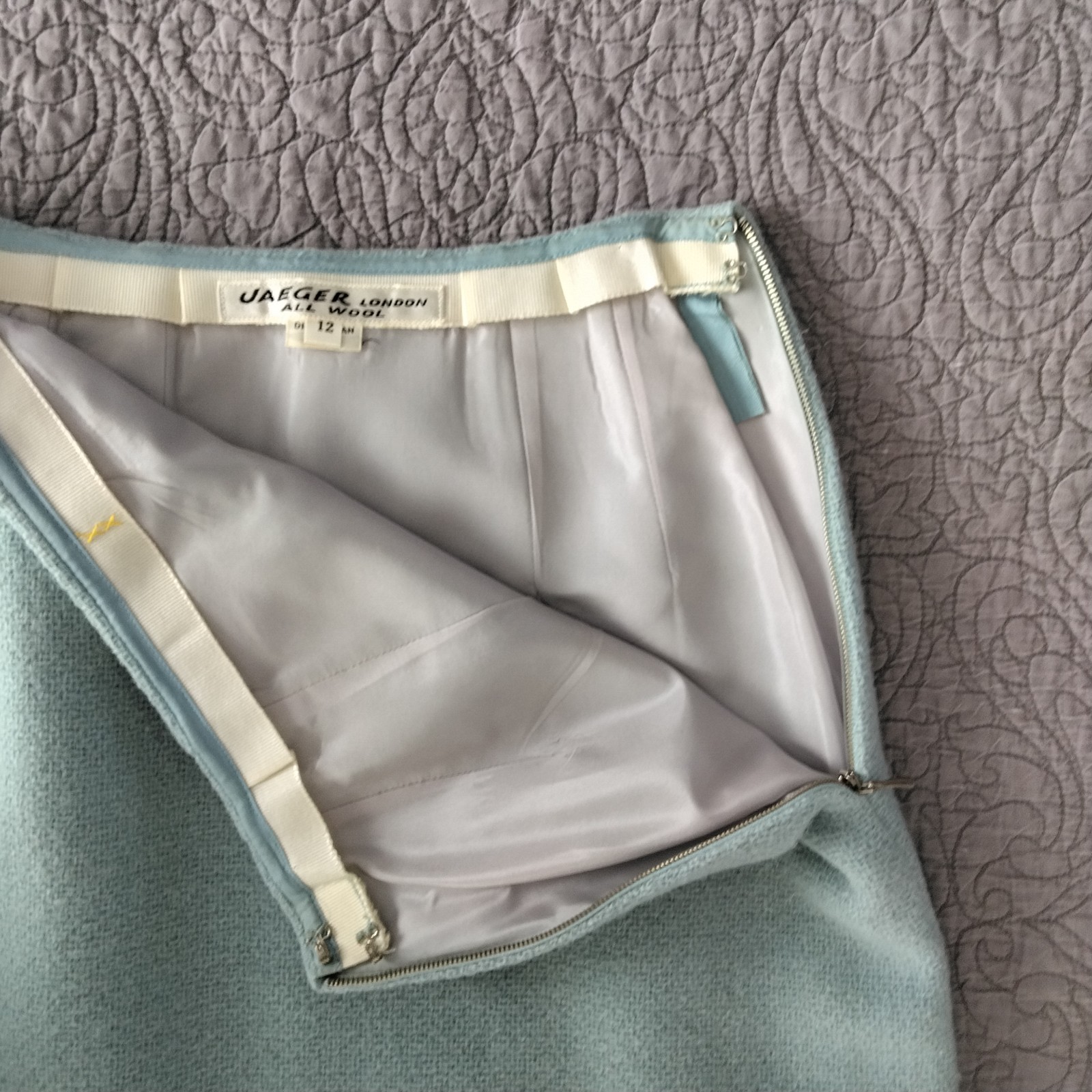 Vtg 1950s 25 Skirt Wool Lined A Line Jaeger London Secretary Preppy Pastel Blue