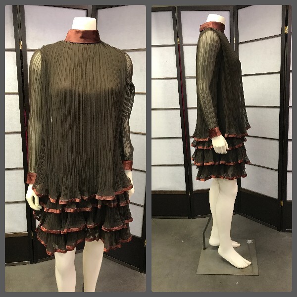 60s Vtg Brown Flapper Like Dress, Mod, Rockabilly, Retro, PinUp, GoGo, Space Age