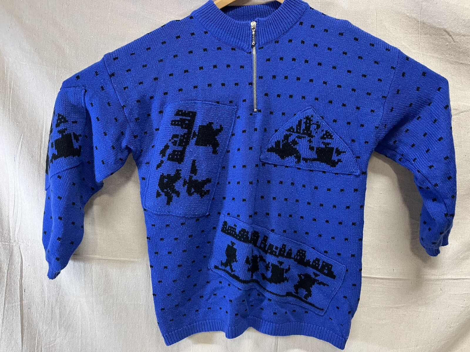 VTG Jamie Scott Knit Sweater Robber And Copper Chase Story On Pullover Sz M 5448