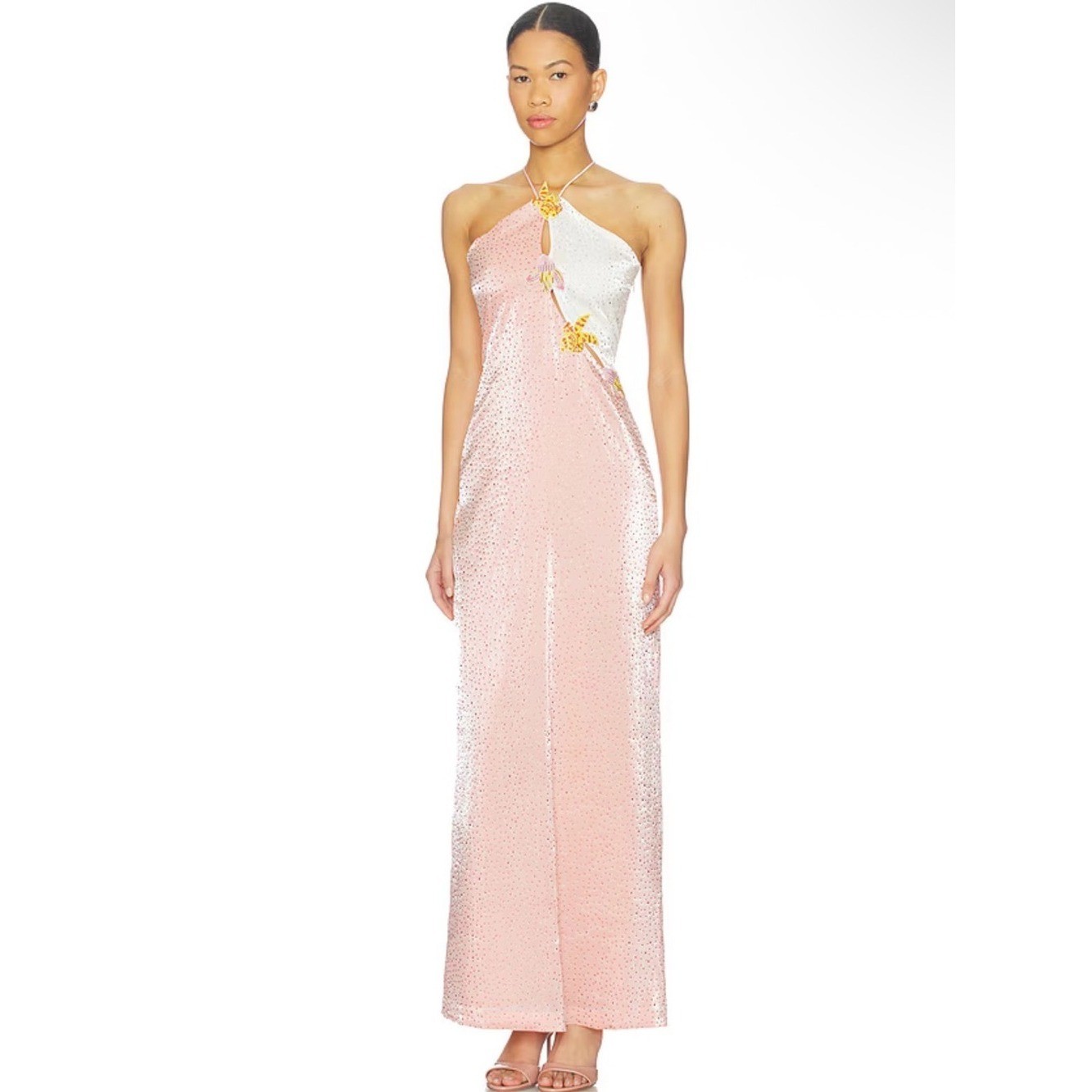 La Fuori Crystal Embellished Halter Maxi Dress NWT Size M $795