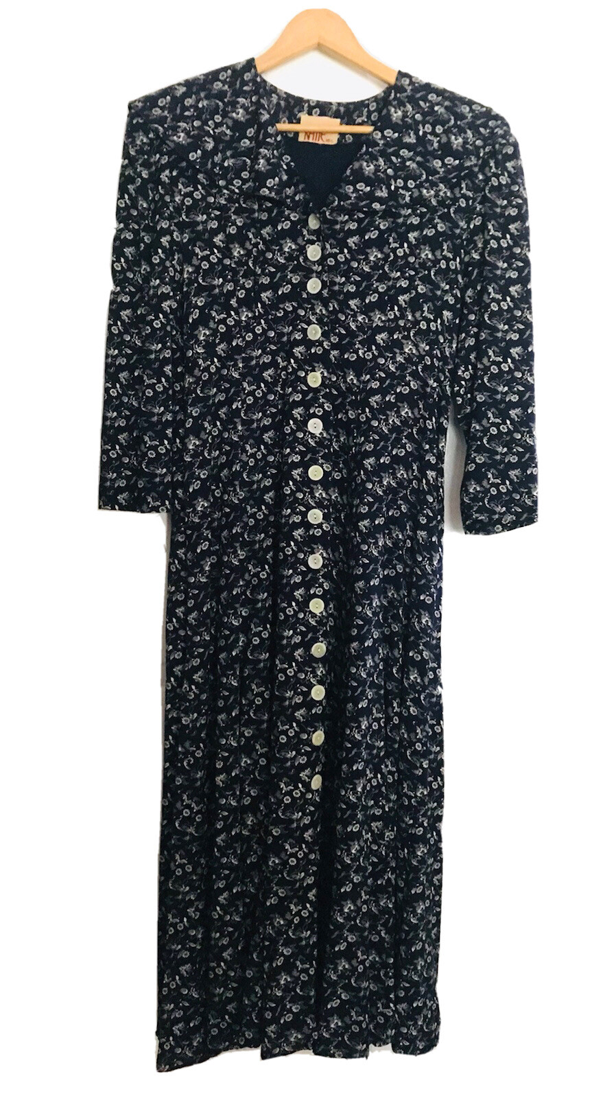 Vtg 70s 80s Maxi Dress Floral Grunge Festival Boho Cottage Core Button Down 8