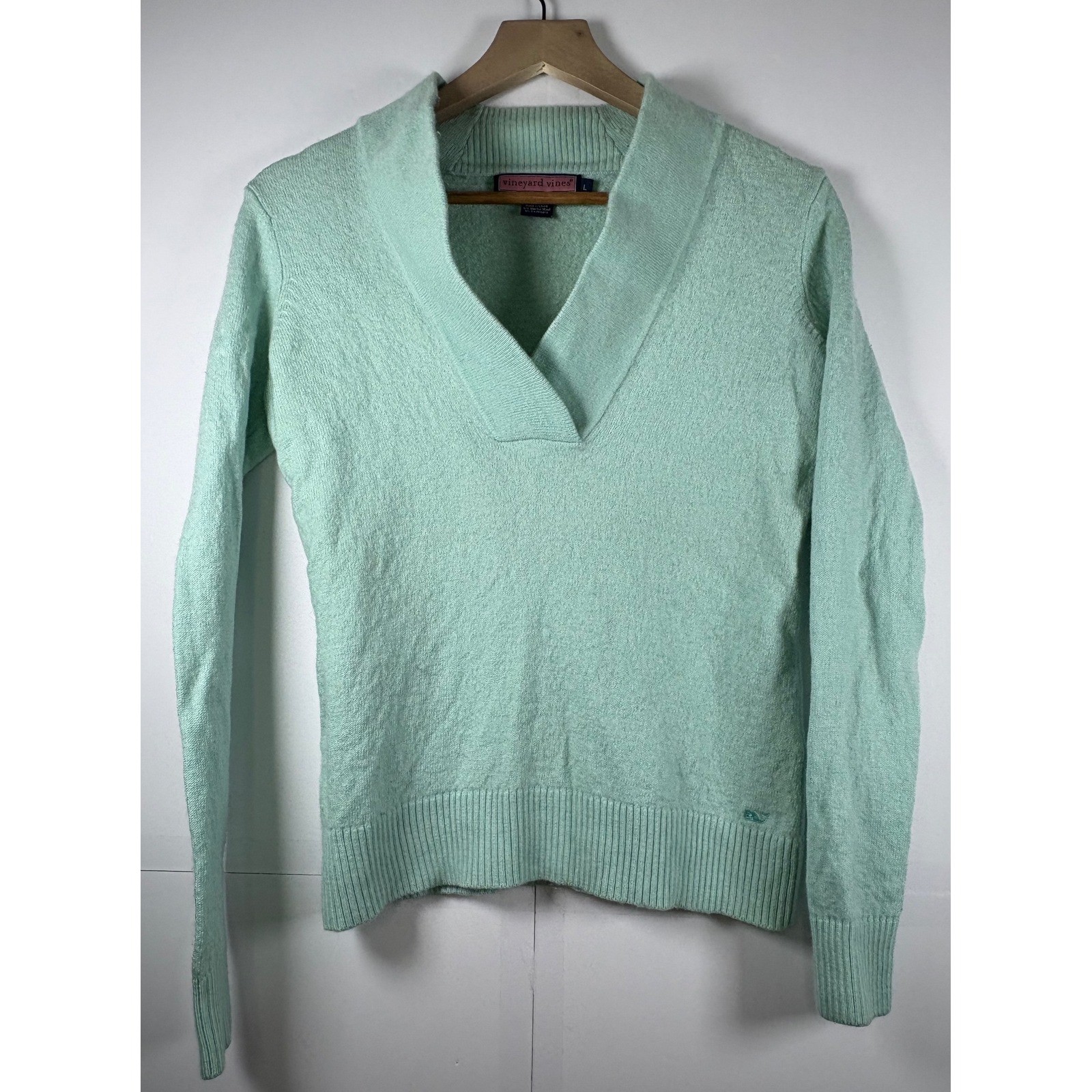 Vineyard Vines Women’s Small V-Neck Sweater Wool/Cashmere Blend Mint Sz Lg