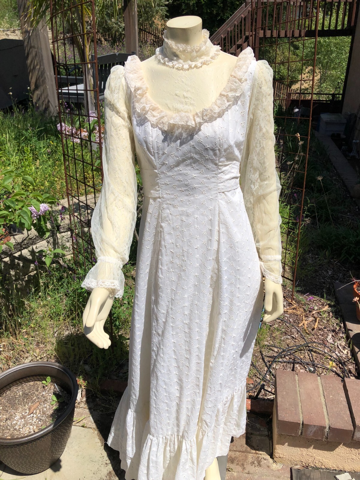 VTG Susan Lane Country Elegance Cottagecore Prairie Lace Wedding Dress sz 10