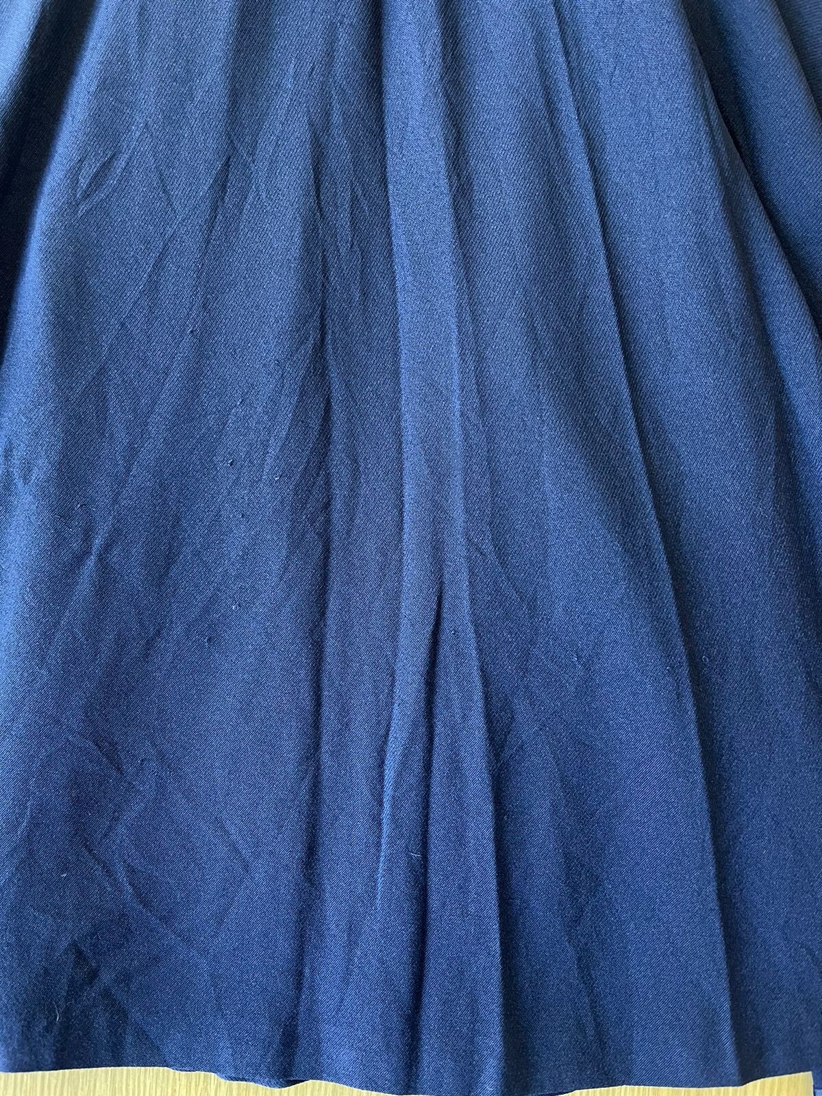 40’s 50’s Navy-Blue Rayon Lace-Beaded Collar Dress Lady Petite Size S/M
