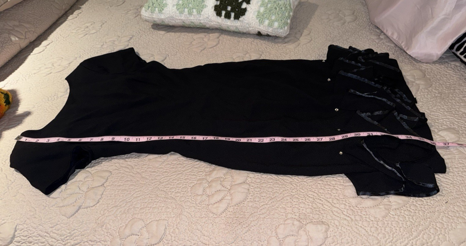 VTG Morton Myles for the Warrens Wiggle Ruffle Short Sleeve Black Dress Sz 4