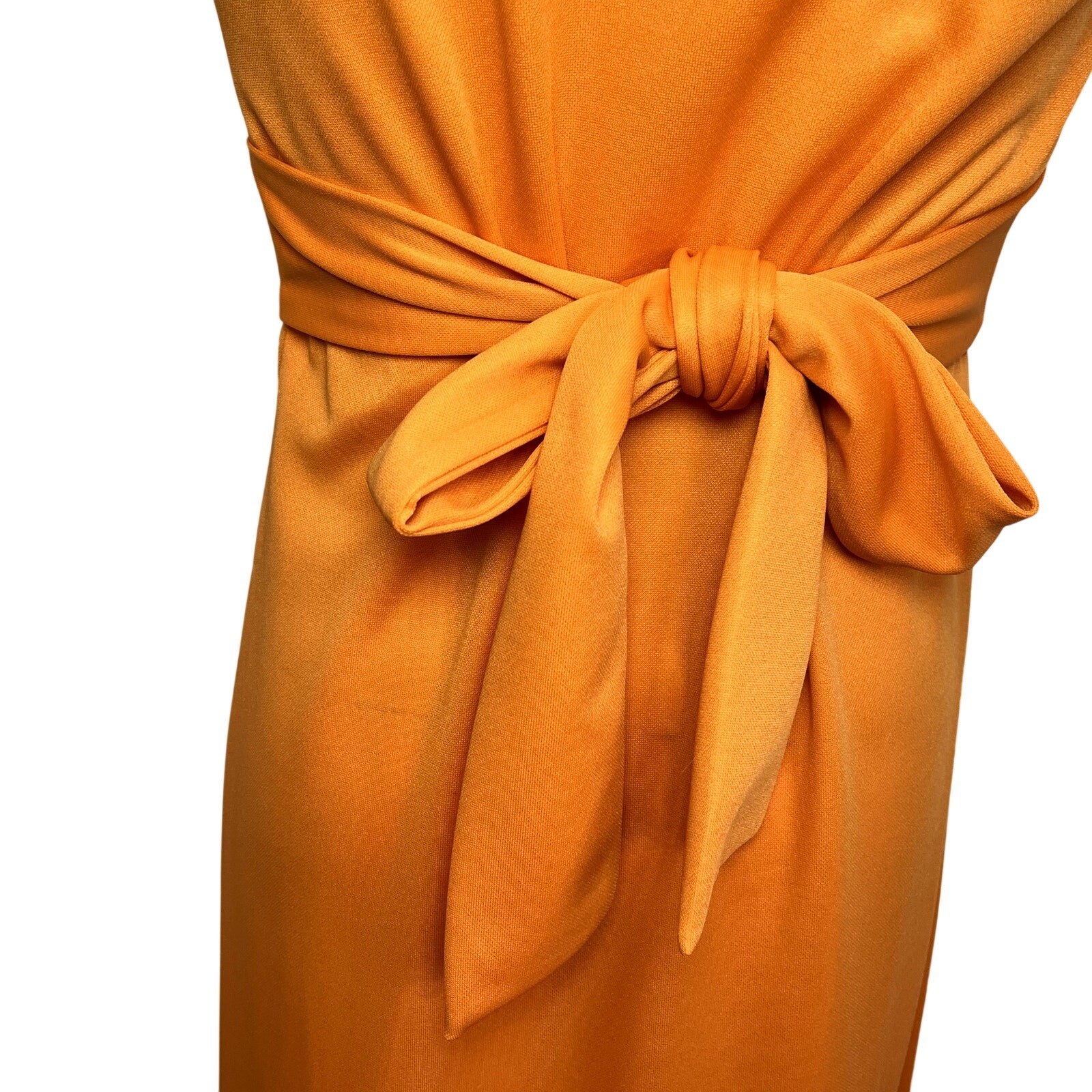 VTG 70s Toni Todd Orange Maxi Dress S Double Knit Polyester Faux Wrap Belted