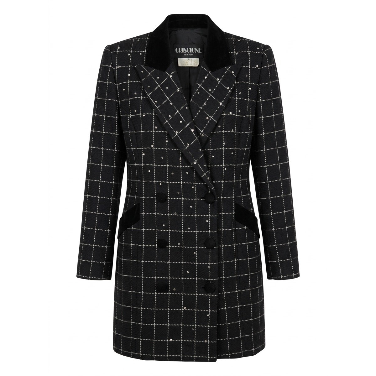 Vintage Criscione Made in USA Plaid Rhinestone Lined Jacket Women Size L