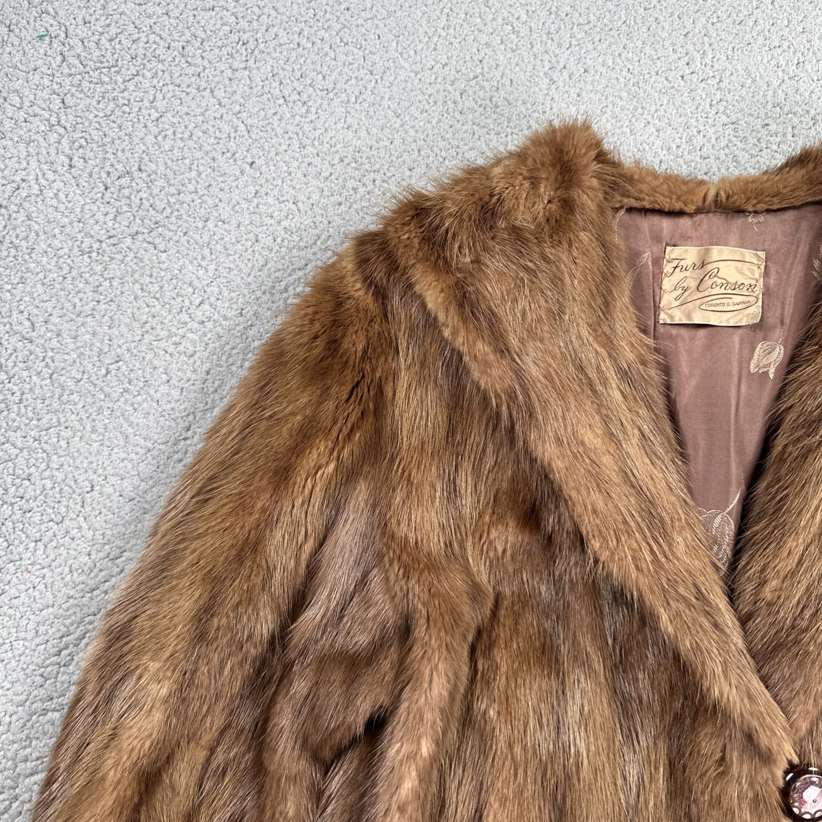 VTG 60s Furs by Conson Mink Stroller Coat Toronto & Sarnia Lined Inner Pocket