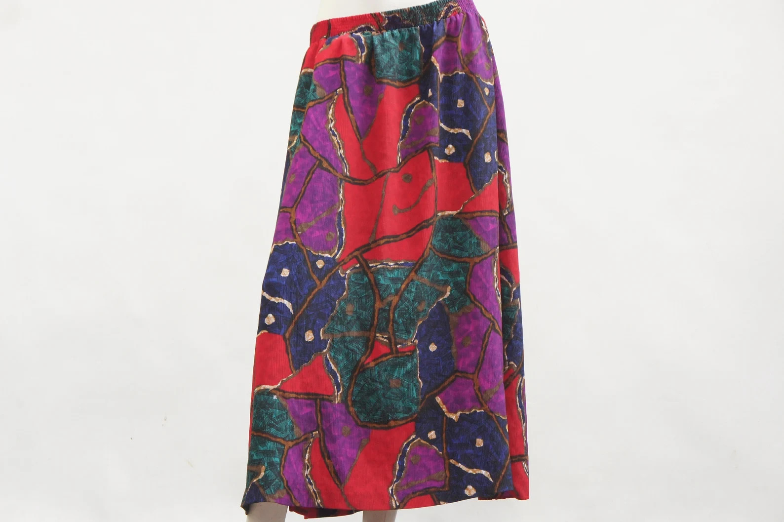 Vintage 80s Colorful Abstract Print Midi Skirt By Joyce Retro Boho