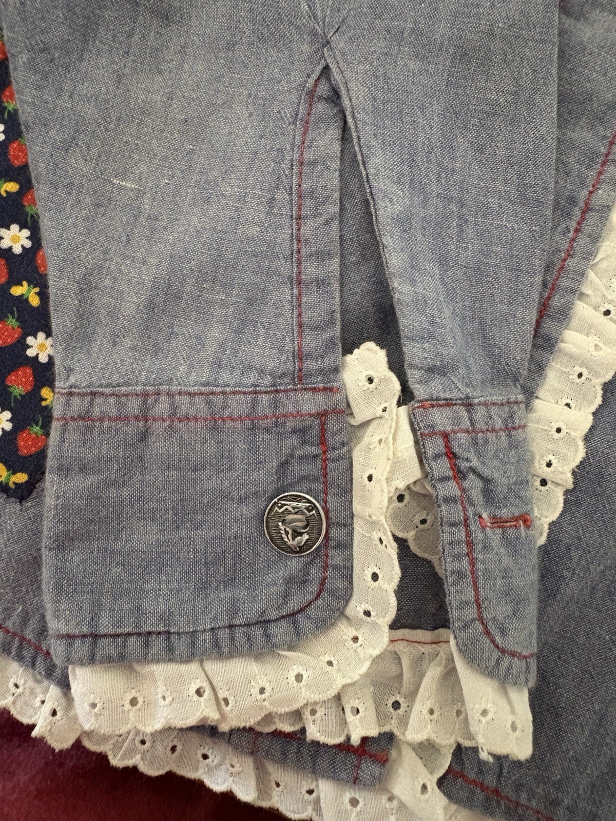 Vintage 1970s Denim Chambray Flower Butterfly “N” Taurus Shirt