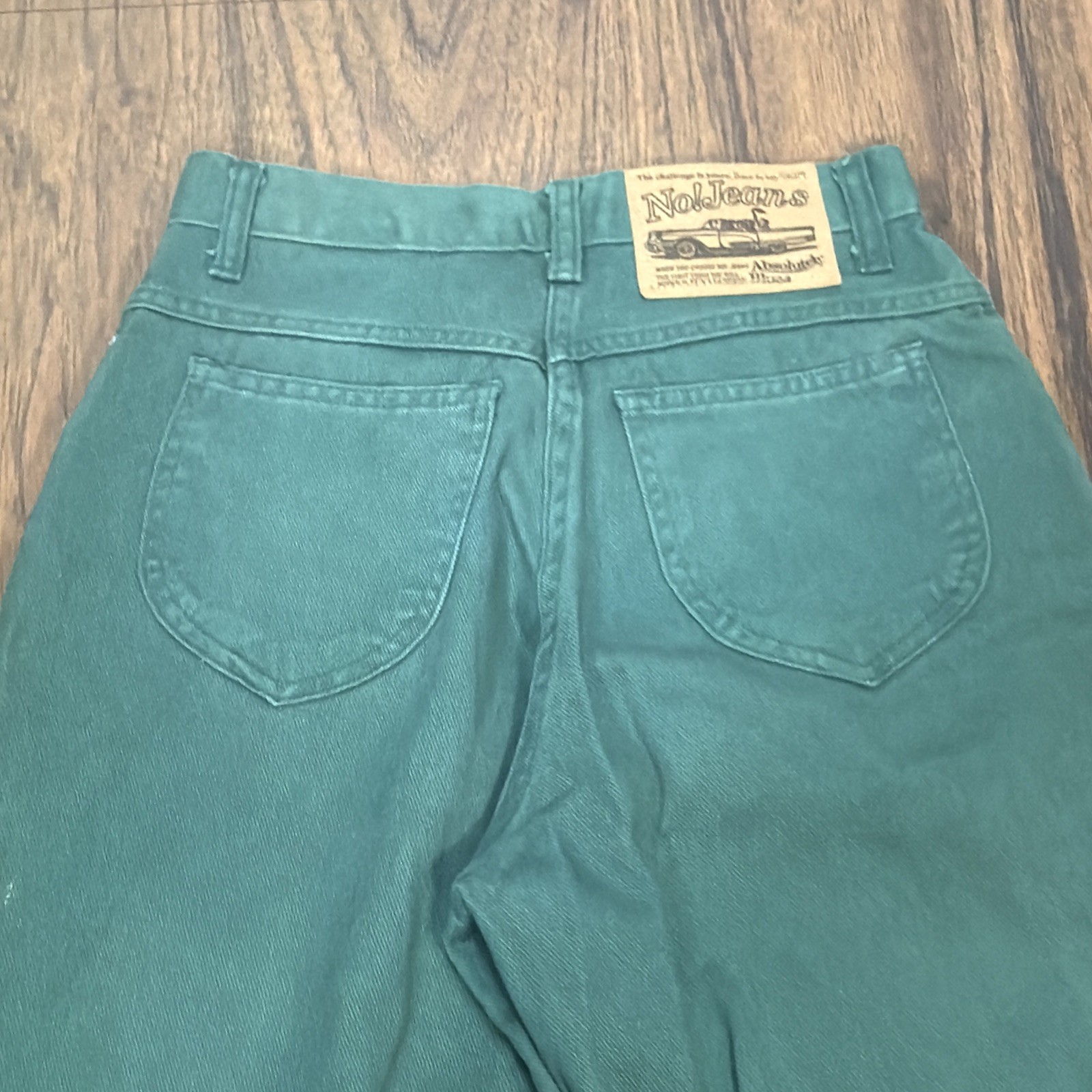 No! Jeans Absolutely Blues Vtg Green Denim Jeans size 5 MOM high waist 25×30