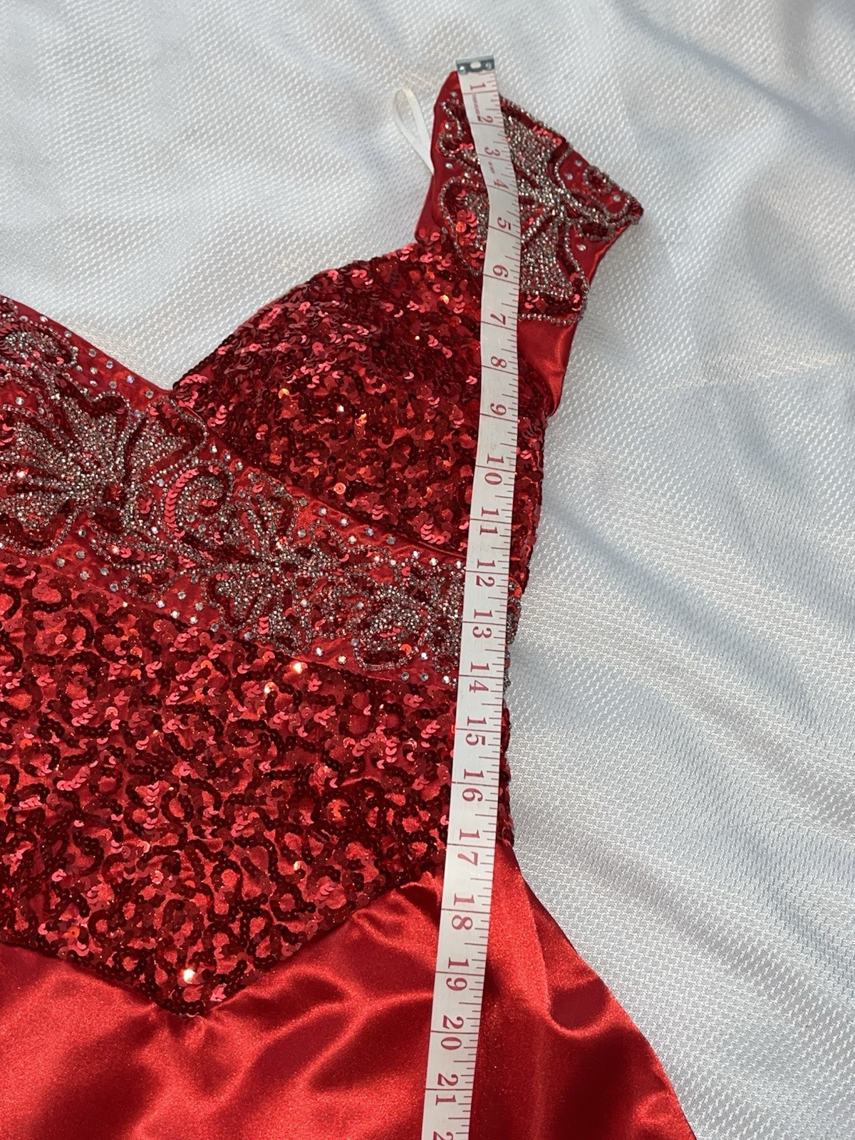 Vintage 80s Mike Benet Red Beaded Sequined Satin Formal Holiday Party Dress Sz 8