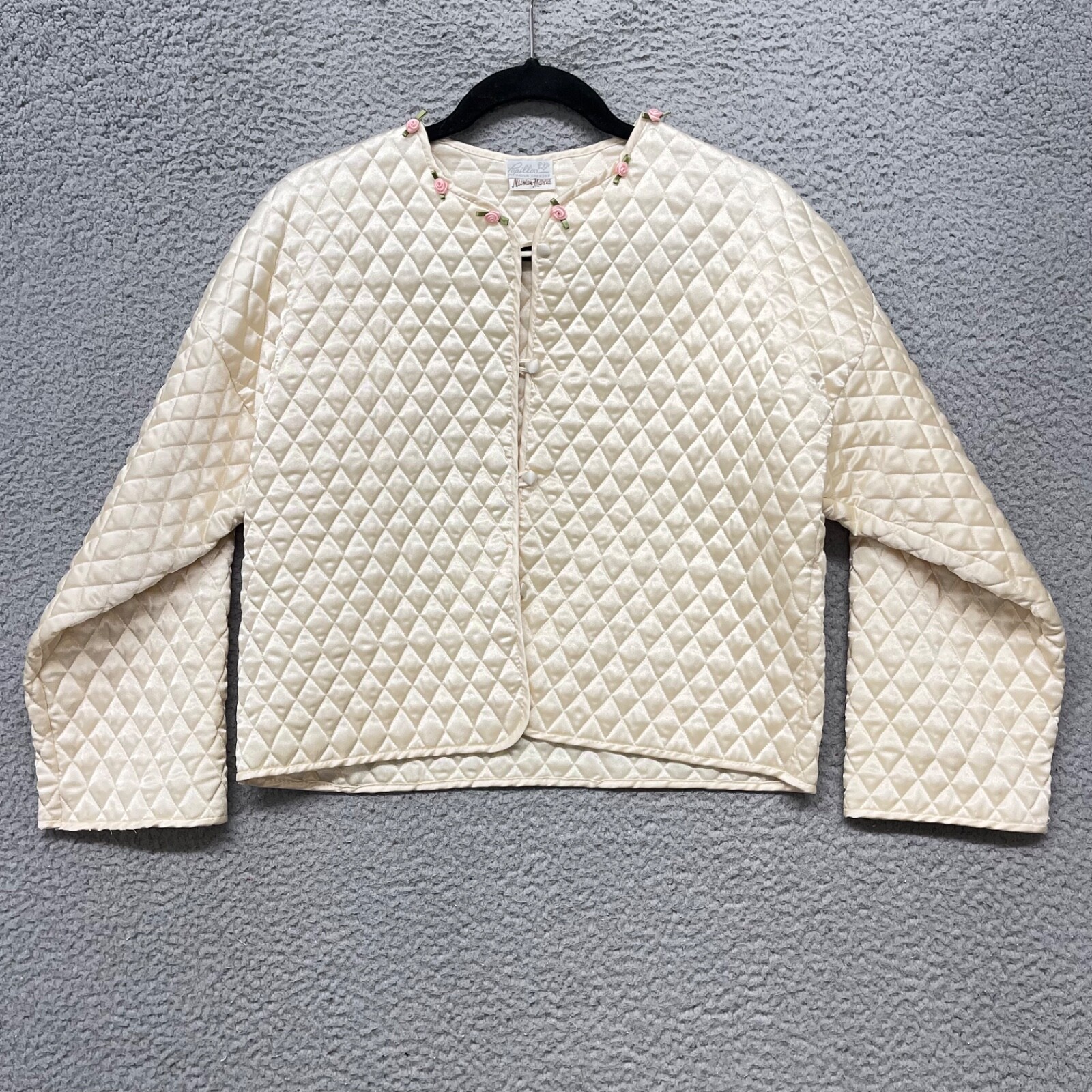 Papillon Paula Carbone Satin Jacket Womens Petite Ivory Quilted House Jacket