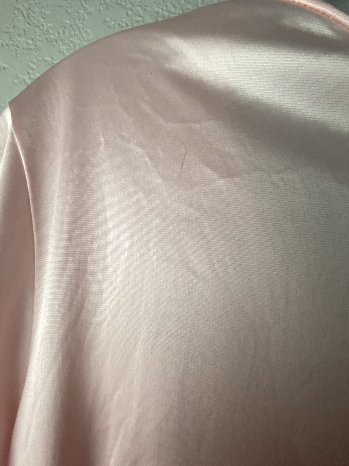 VTG Jolie Two Peignoir Nylon Silky Shiny Pink Sheer Flowers Embroidered MED
