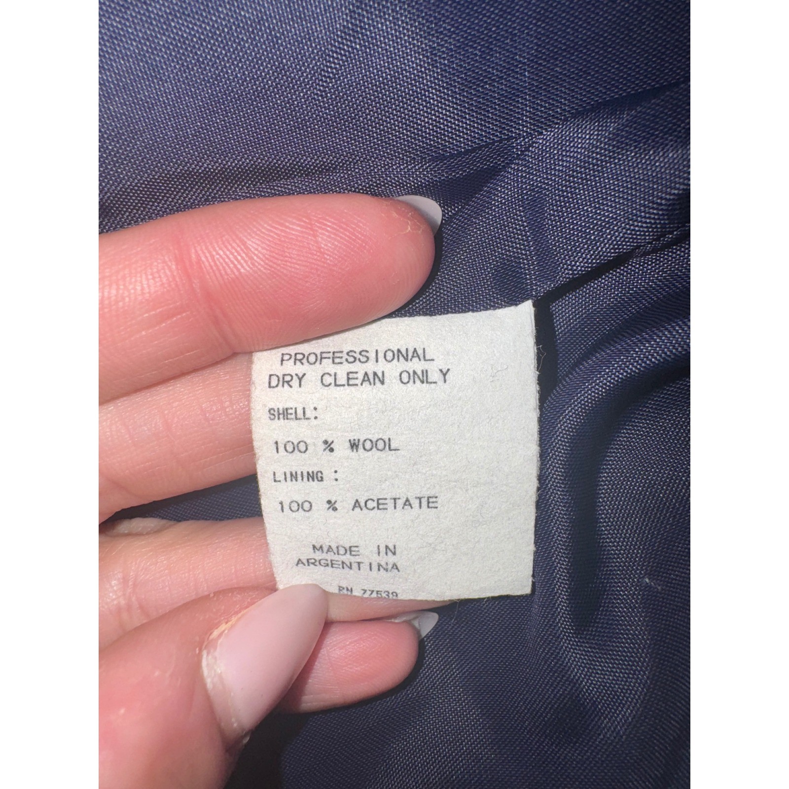 Stephanie Mathews Wool Coat Women Navy Blue Vintage Made in Argentina Size 10