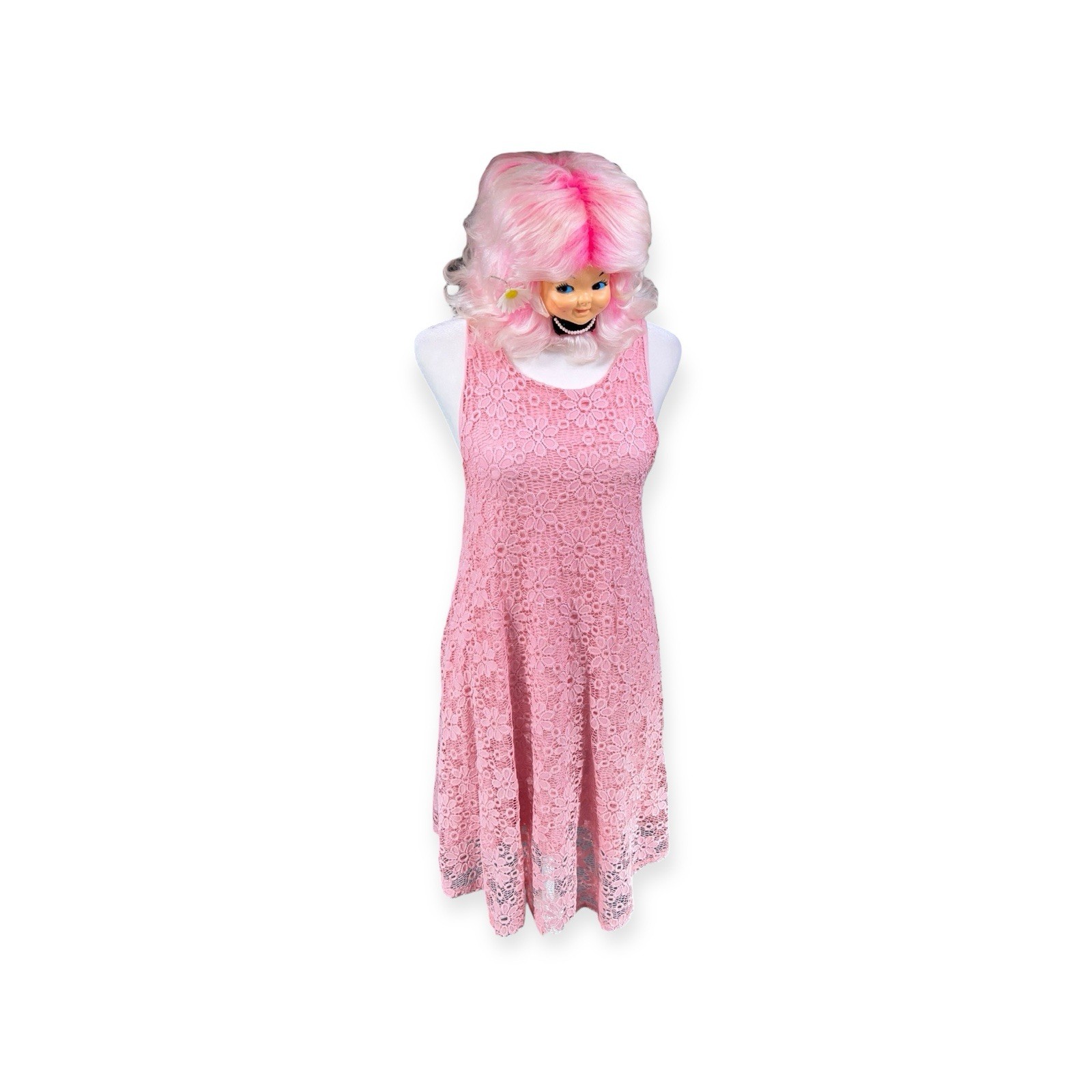 RETRO FLOWER POWER DRESS FAIRY WHIMSICAL MOD BOHO HIPPIE GROOVY MOD SUMMER L
