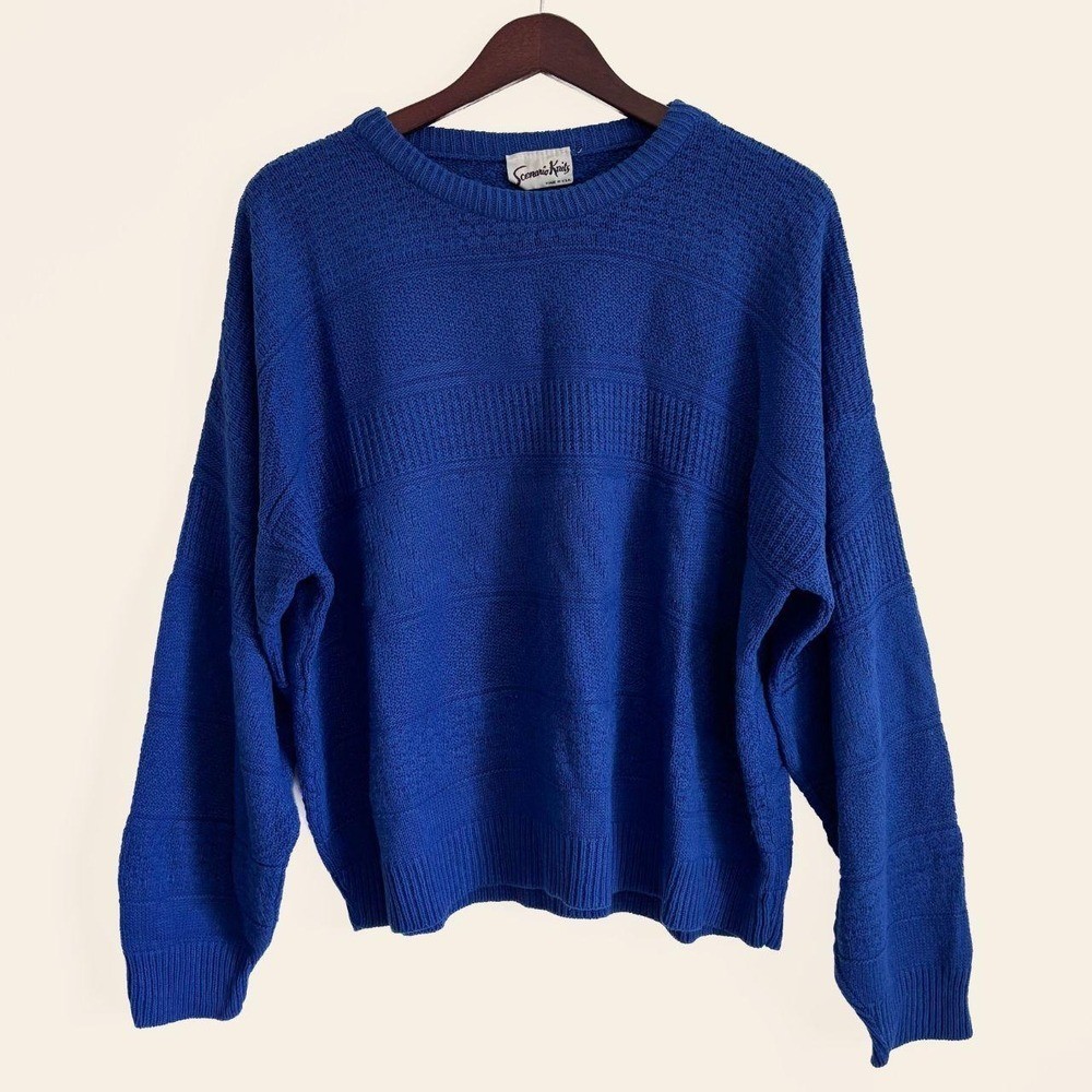 Vintage Made in USA Cobalt Blue Knit Sweater