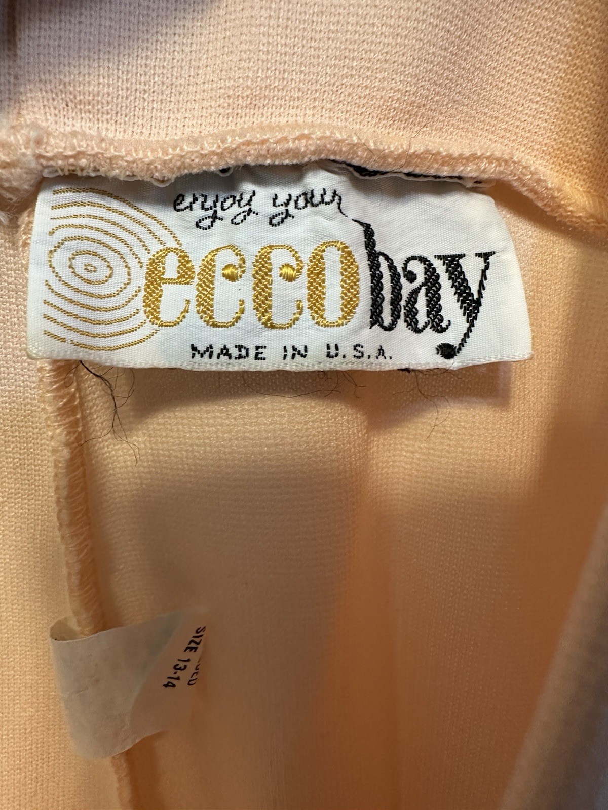 Vintage Pants Ecco Bay 60s Peach Elastic Waist Made USA Size 13-14
