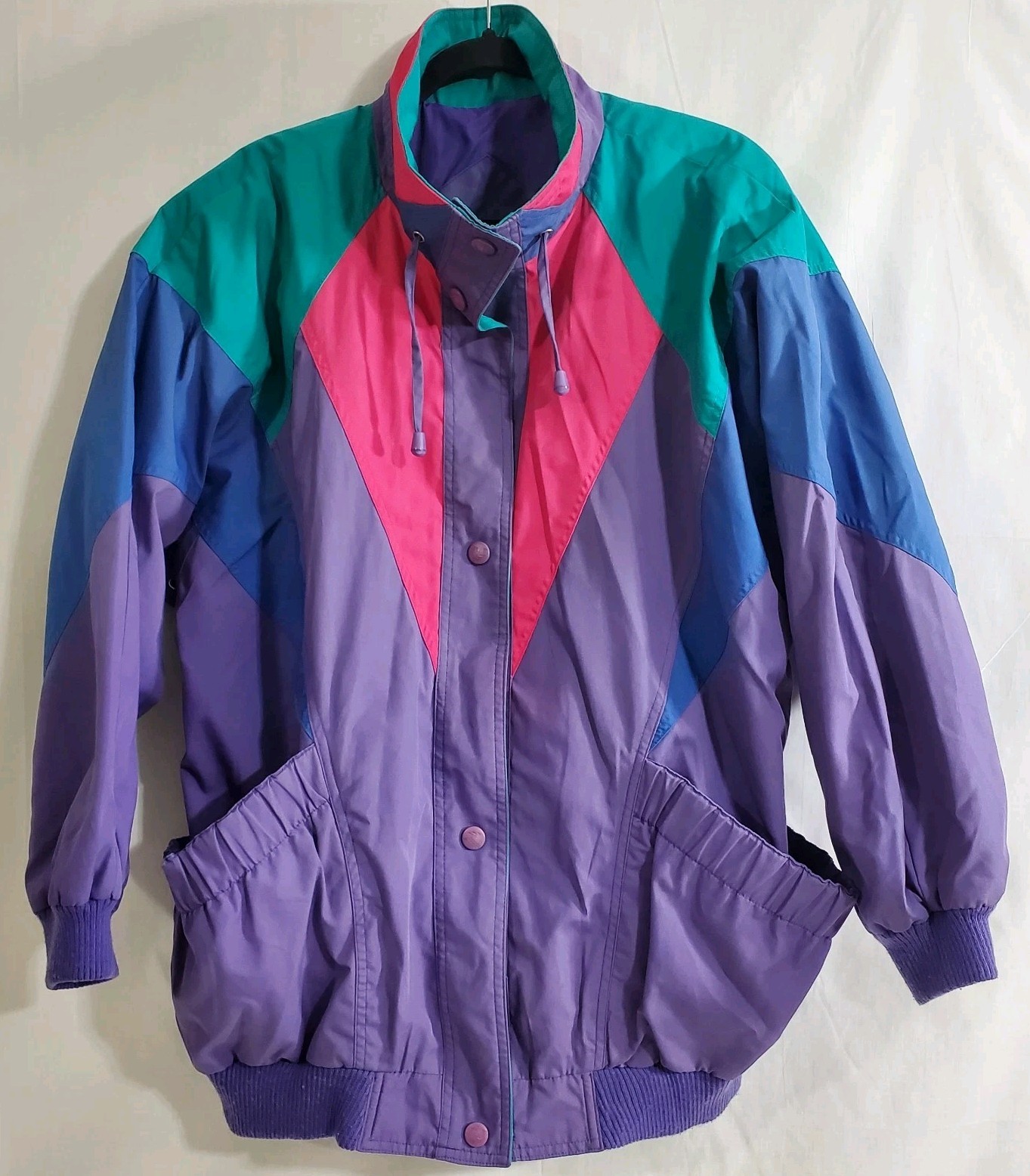 Womans XL-1X VTG 80’S Innovations By IZZI Windbreaker Jacket Color Block Retro