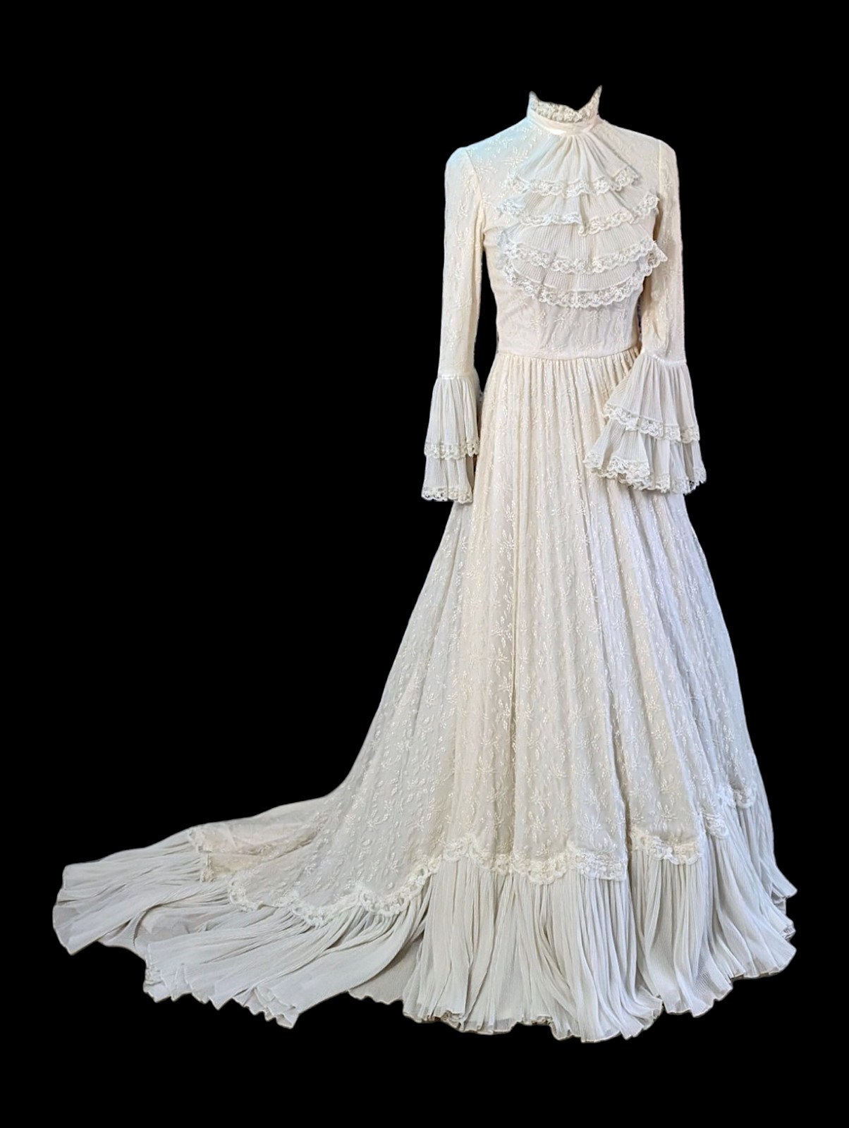 Vintage Creations by Aria Renaissance Revival Wedding Dress with High Collar, Pl