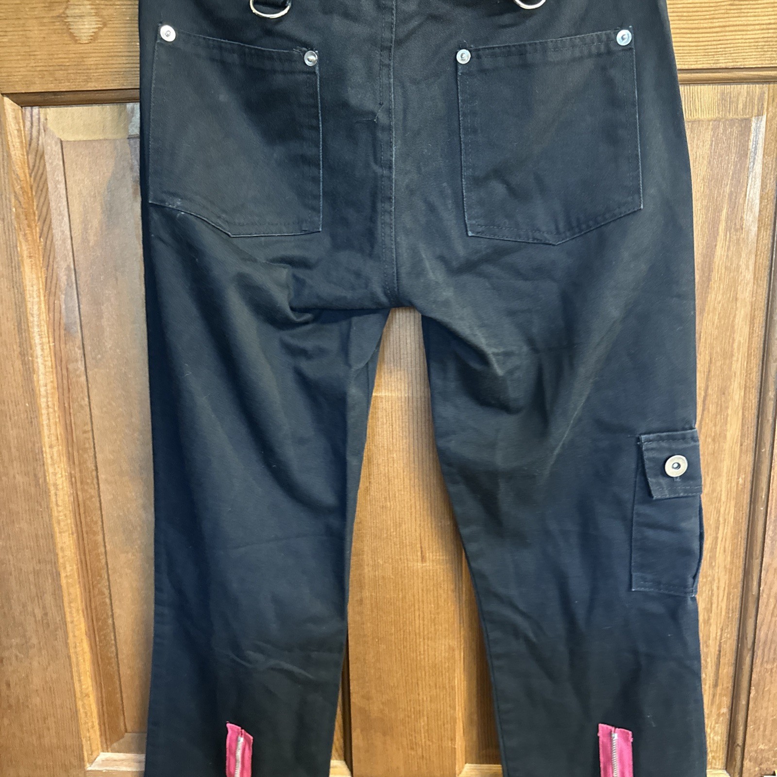 Vintage Y2K Super Low Fat Cargo Pants.pink Leg Zippers.29” Waist