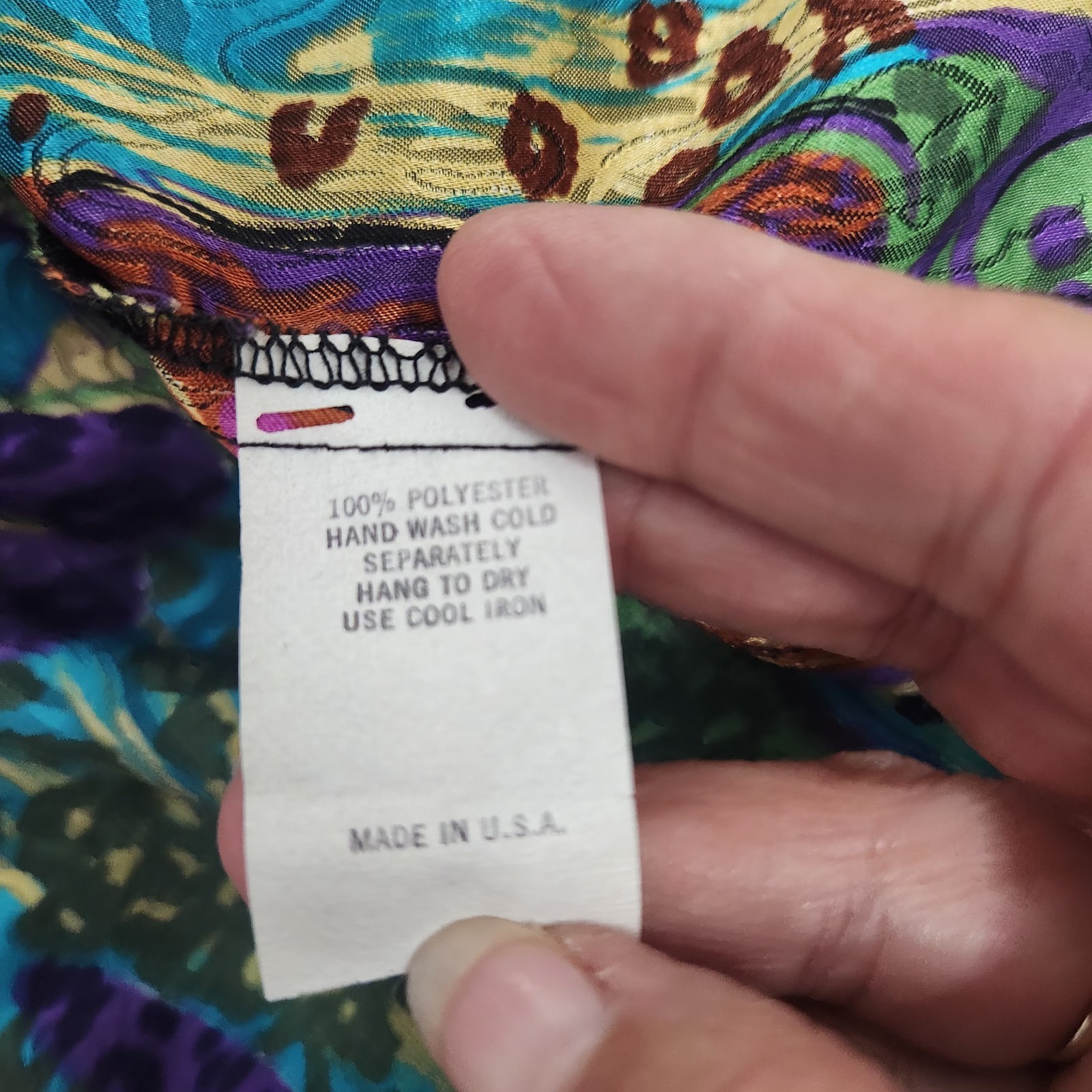 VTG 1970s Ruth Norman Artsy Bold Mixed Prints Blouse Size XL Shoulder Pads