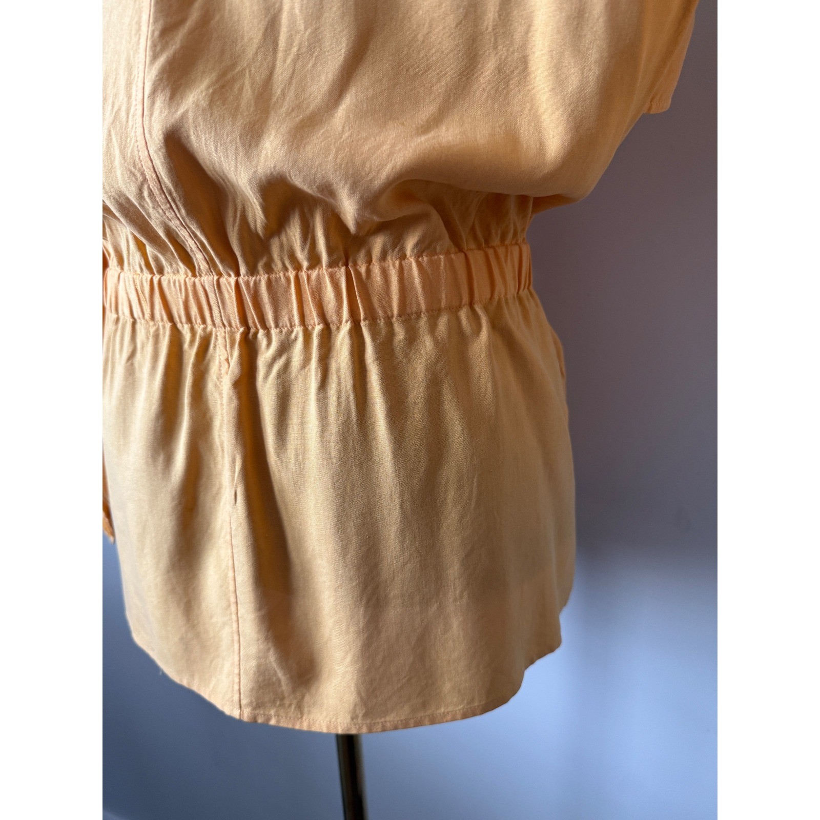 Norton McNaughton Petite Mustard Yellow 100% Silk Wrap Safari Jacket 12P Vintage