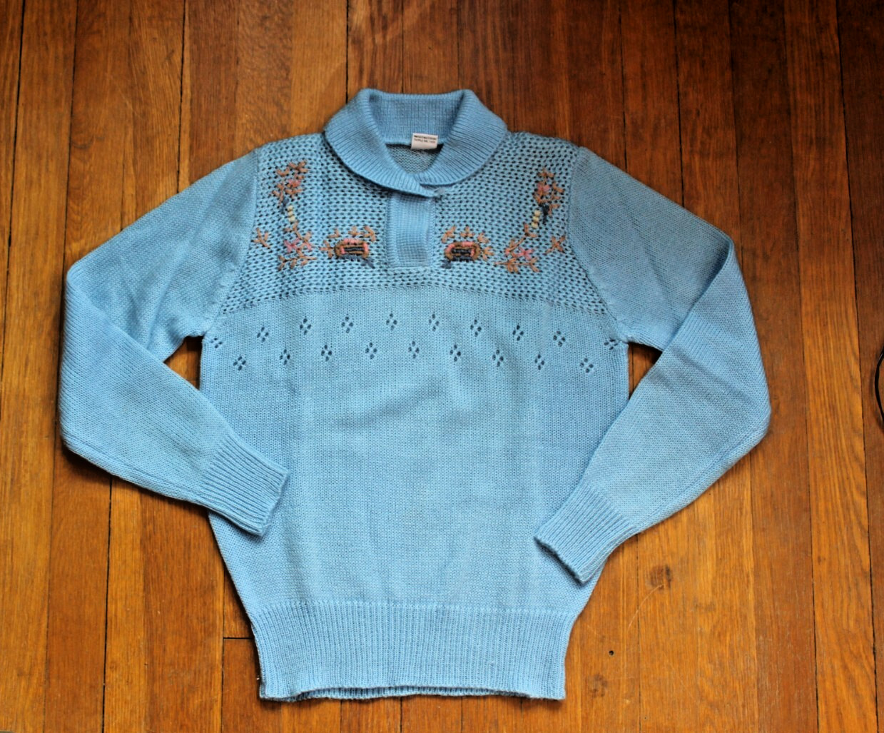 Vintage 1960’s / 70’s Light Weight Miss K Blue Women’s Sweater Medium