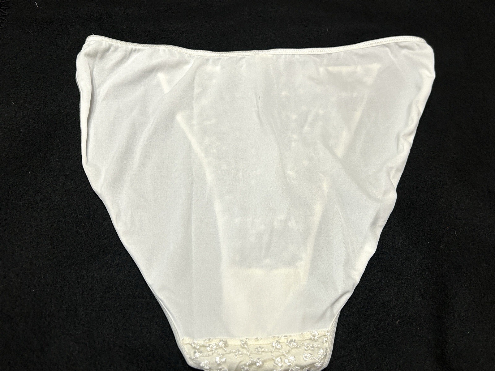 Vtg DONNA LOREN 105X Embroidered Sheer Mesh Satin 4X White String Bikini Panties