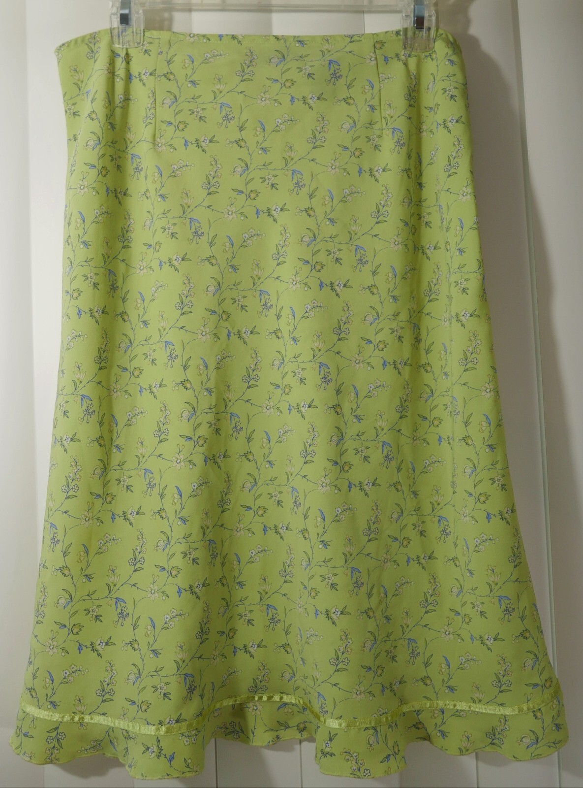 Vintage 90s Express World Brand Lemon Lime Yellow Flower Skirt Ribbon Trim NWT
