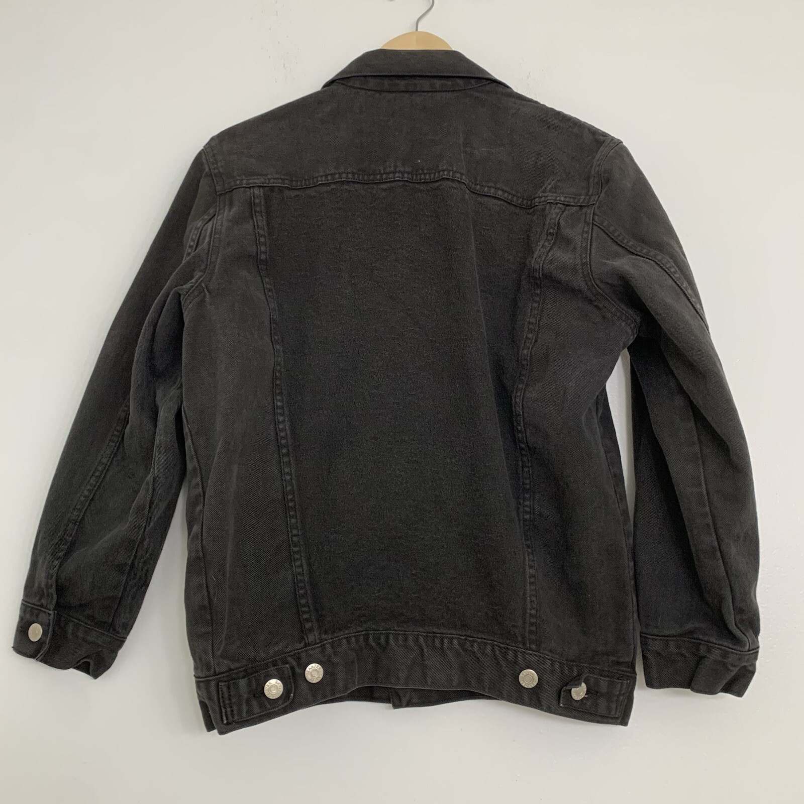 Vintage 80s Jeanjer Jeans Womens Medium Oversized Black Trucker Jean Jacket