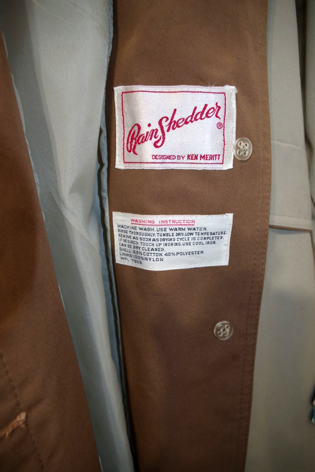 T3 Vintage NWT Rain Shedder by Ken Meritt Trench Rain Coat Tan & Brown 12 Poland
